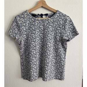 Talbots Petites Women’s Mp Blue White Floral Knit Tee Casual Short Sleeve Shirt